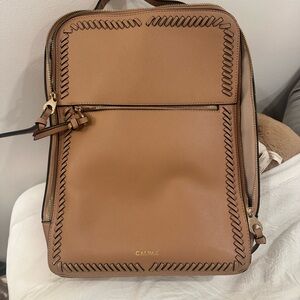 Calpak Brown Backpack with Decorative Stitching